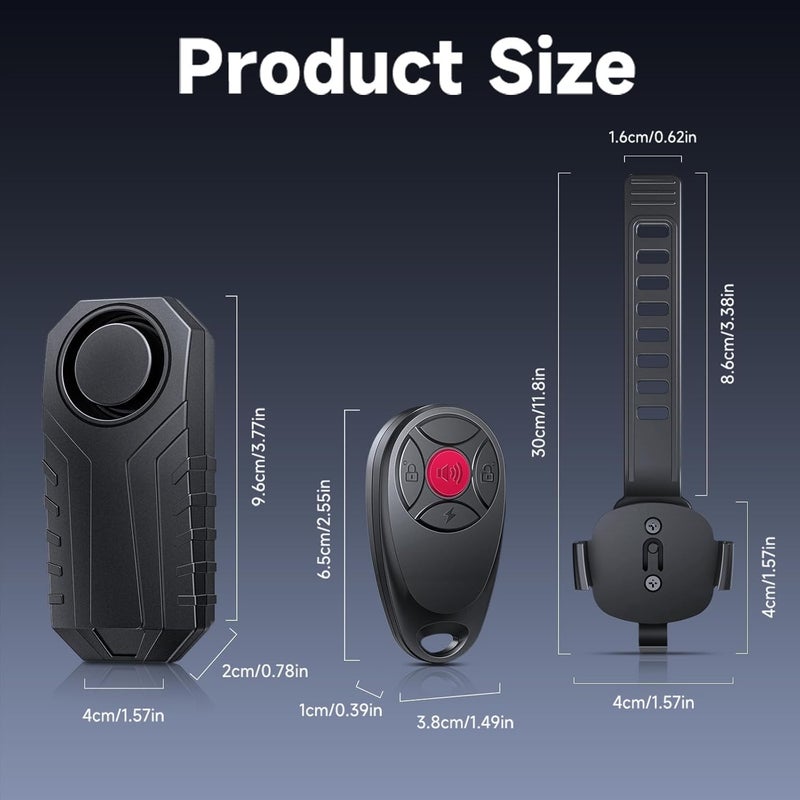 Onvian جهاز إنذار دراجة كهربائية قابل لإعادة الشحن عبر USB، إنذار دراجة نارية مع جهاز تحكم عن بعد، نظام إنذار أمان مضاد للسرقة مقاوم للماء مع مستشعر حركة اهتزازي، ملحقات دراجات للدراجات الكهربائية والدراجات والسكوتر والسيارات - Image 4